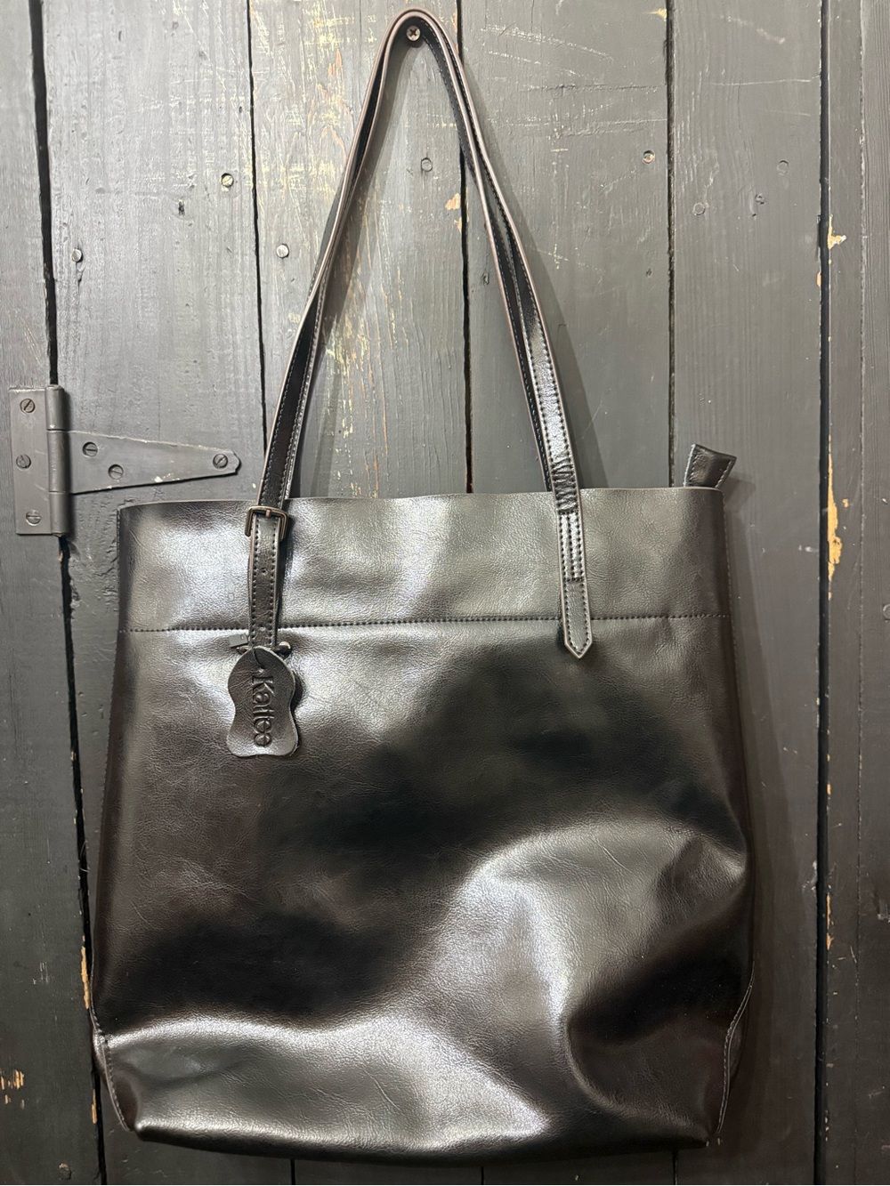 NWT Kattee Vintage Black Genuine Leather Tote Bag